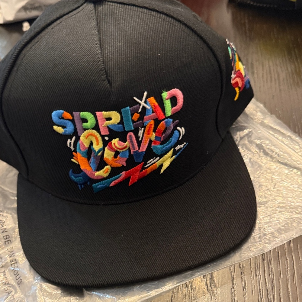 Spread love Black Cap with Colorful Embroidery